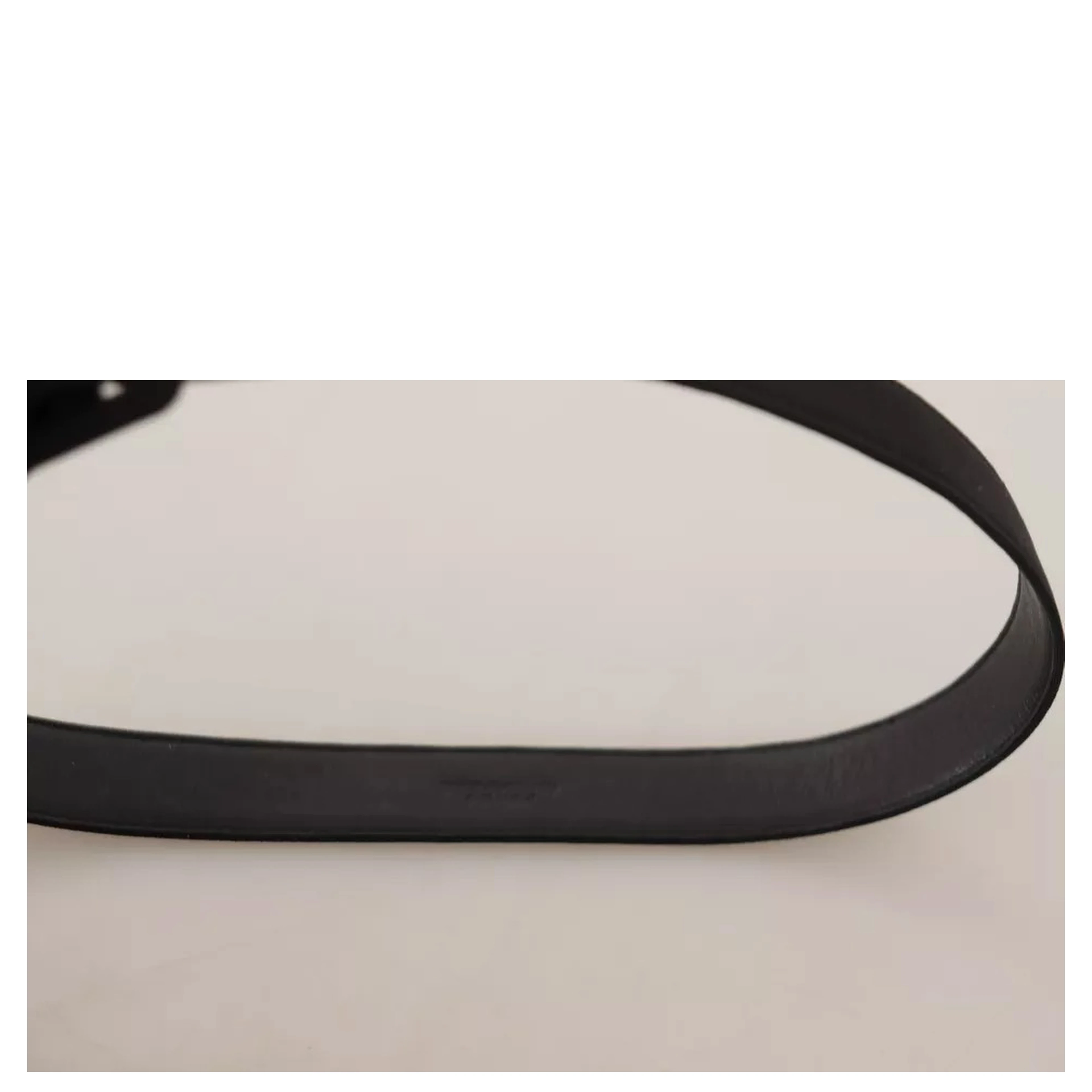 Black Velvet Leather Logo Waist Buckle Belt