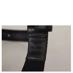 Blue Black Logo Print Silver Buckle Belt