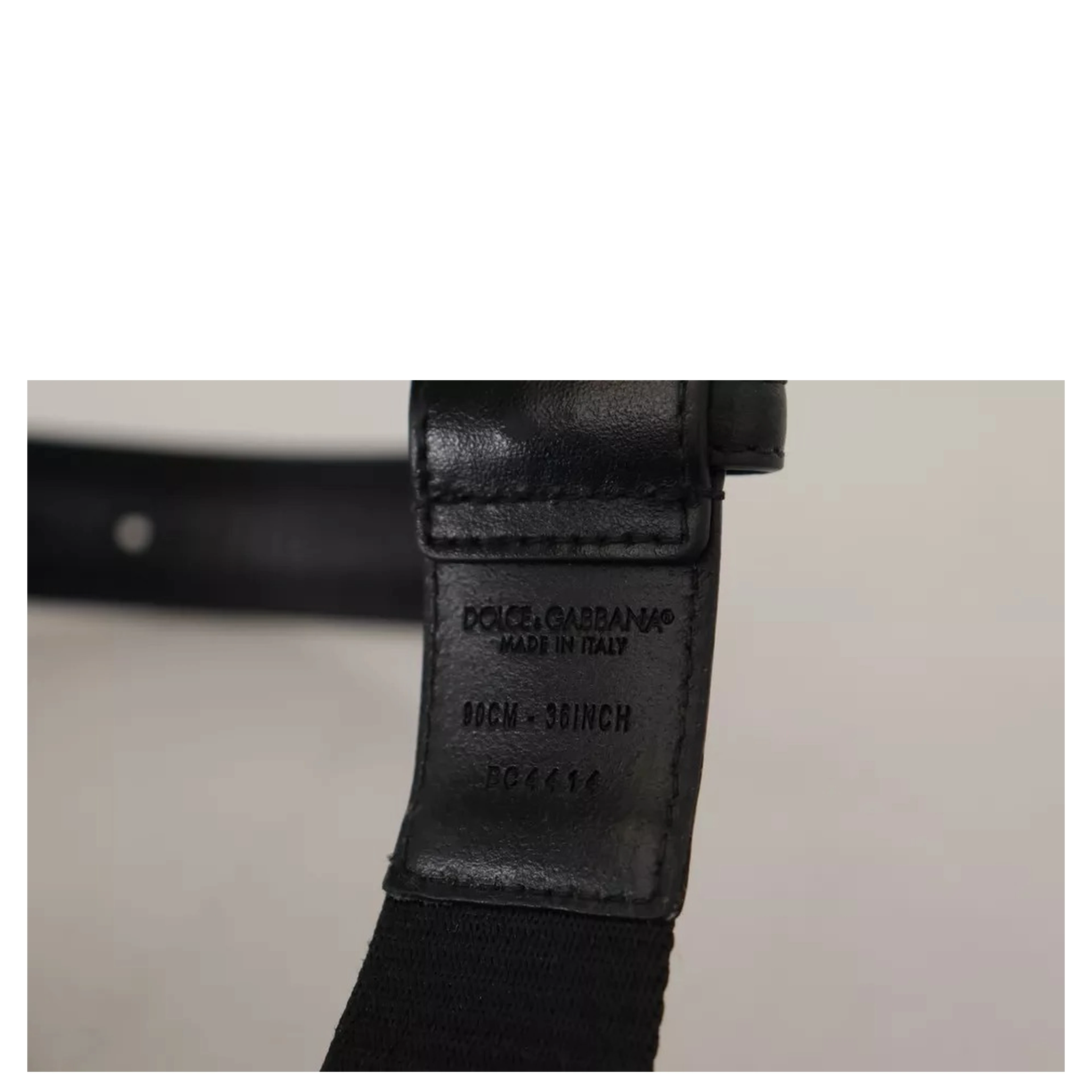 Blue Black Logo Print Silver Buckle Belt