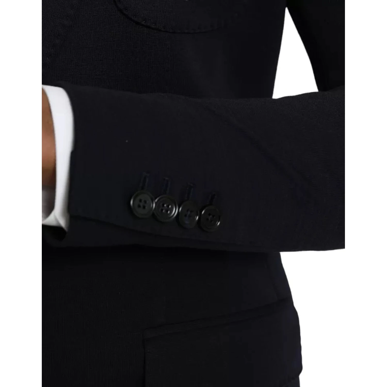 Blue Wool Notch Single Breasted Coat Blazer