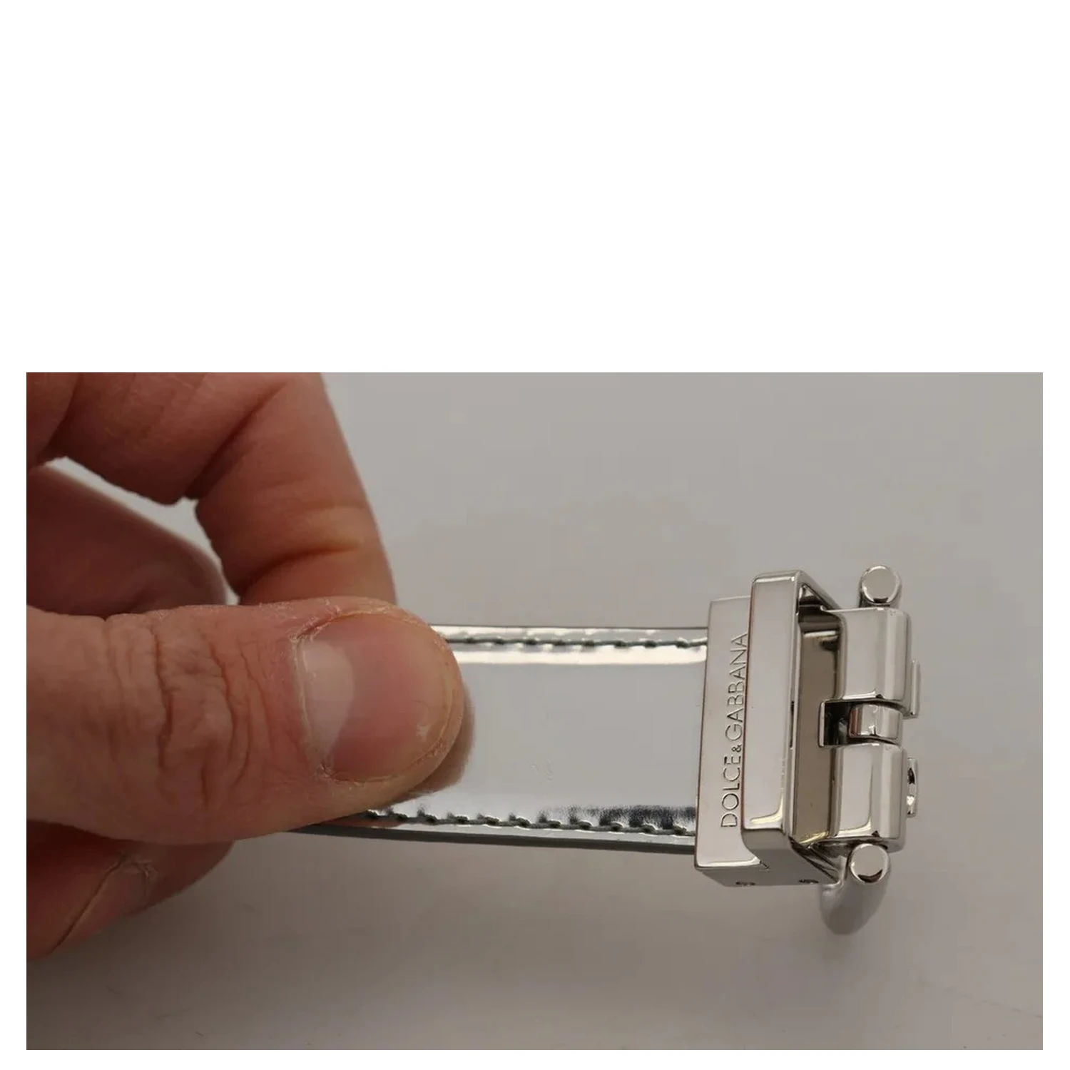 Silver Leather Metal Buckle Belt