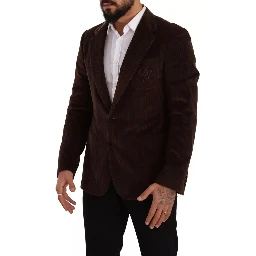 Brown Corduroy Slim Fit Coat DG Logo Blazer