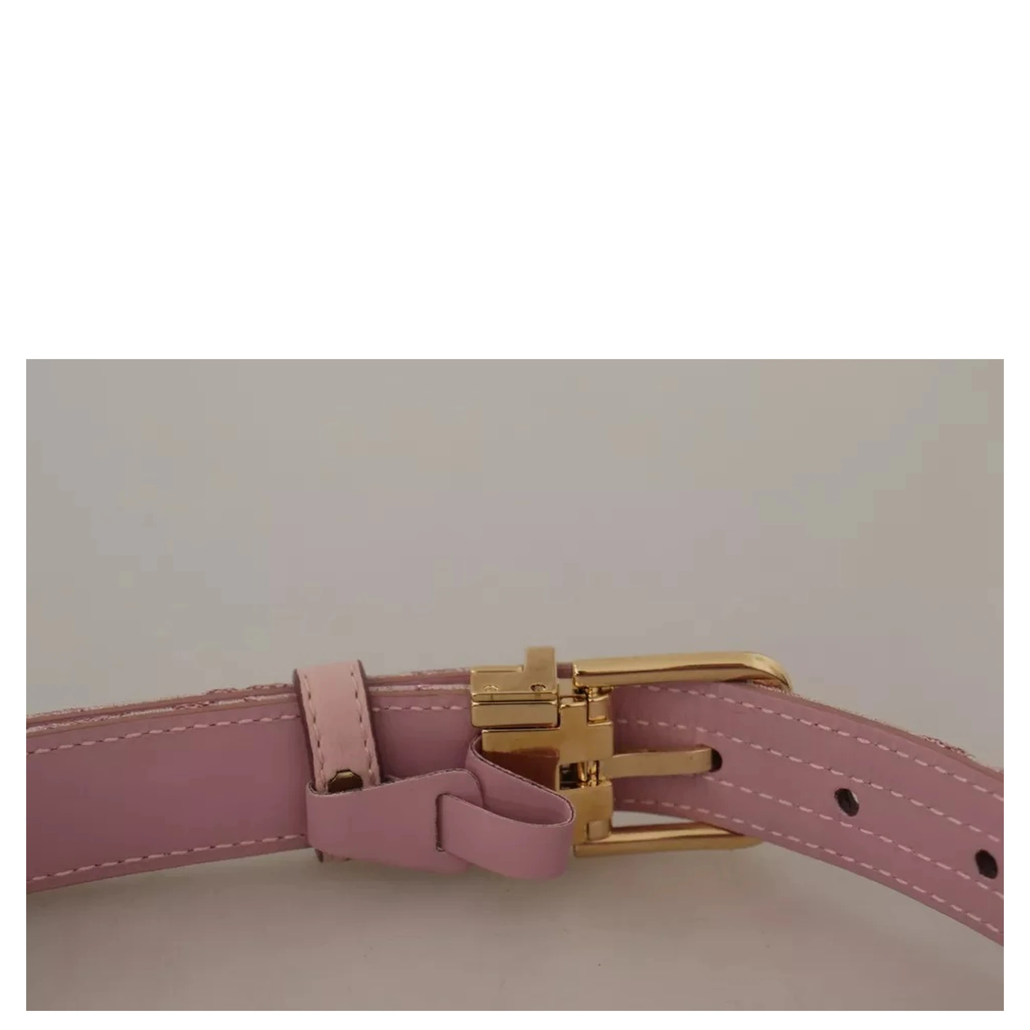 Pink Jaquard Embroidered Gold Tone Metal Buckle Belt