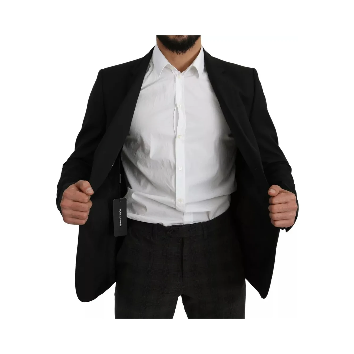 Black Wool Slim Fit Notch Jacket Blazer