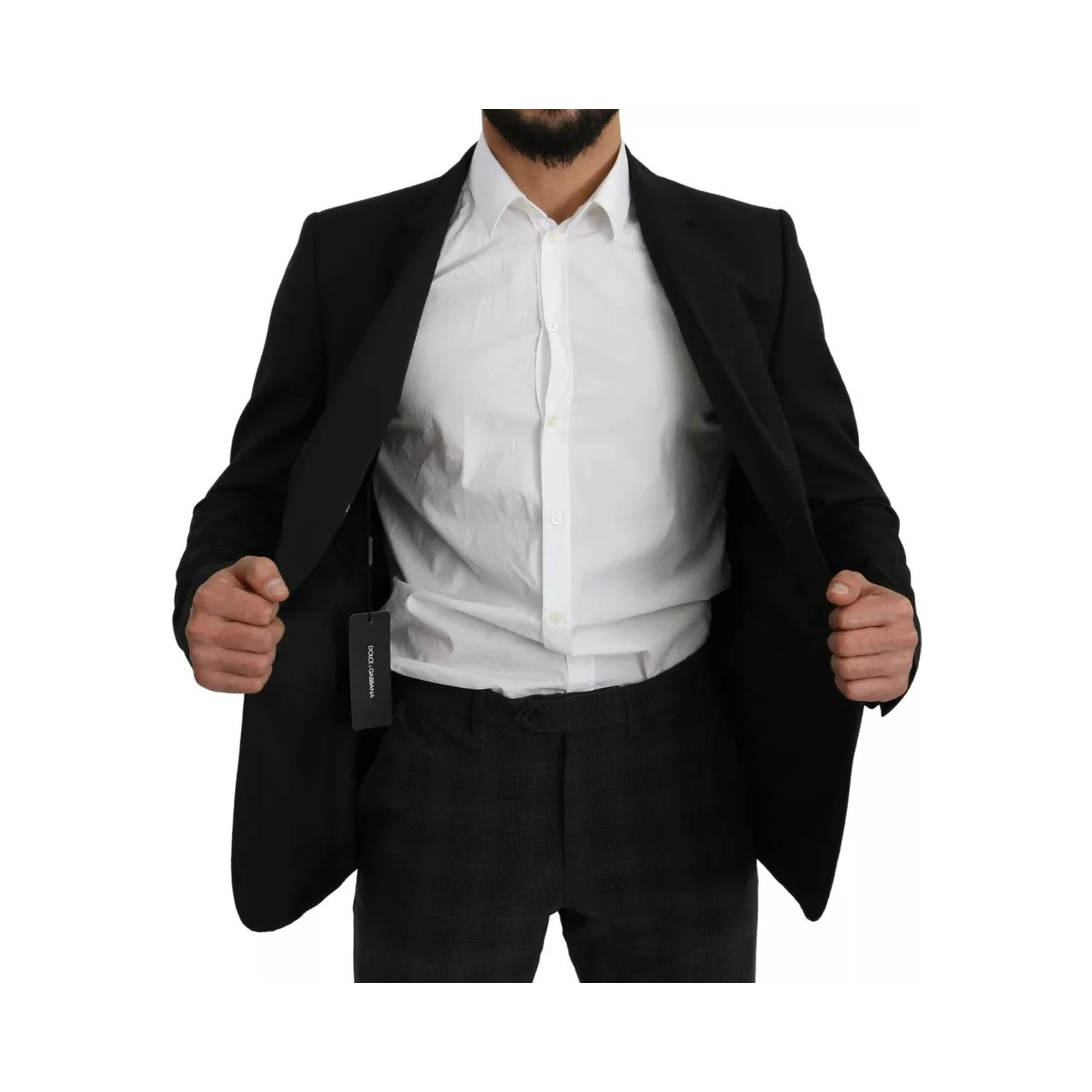 Black Wool Slim Fit Notch Jacket Blazer