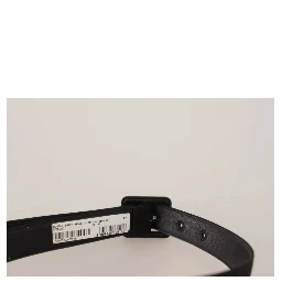Black Velvet Leather Logo Waist Buckle Belt