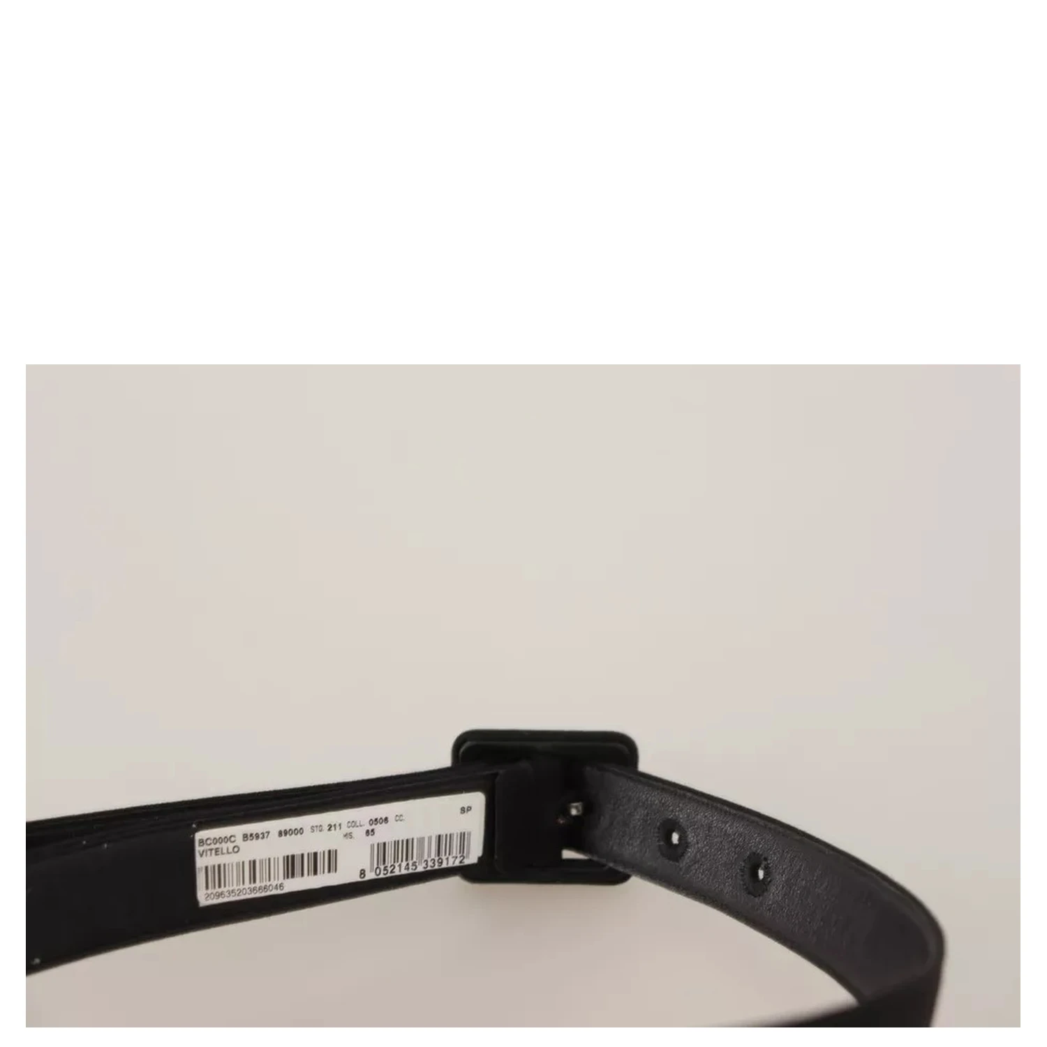 Black Velvet Leather Logo Waist Buckle Belt