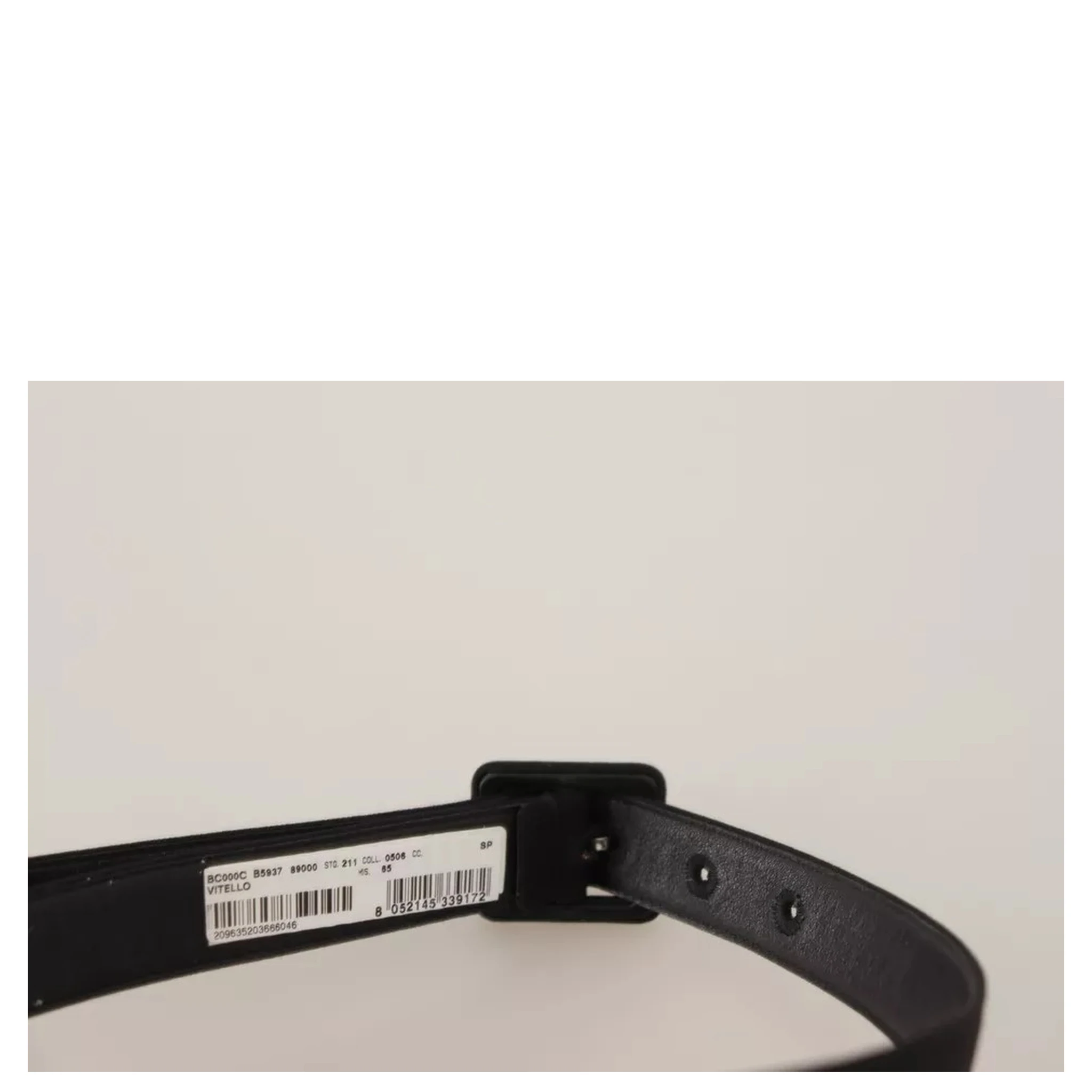 Black Velvet Leather Logo Waist Buckle Belt