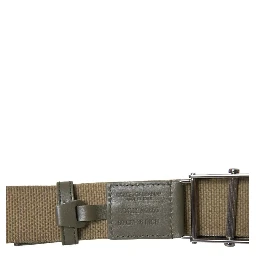 Brown Canvas Square Metal Buckle Men Belt