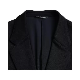 Blue Wool Notch Single Breasted Coat Blazer