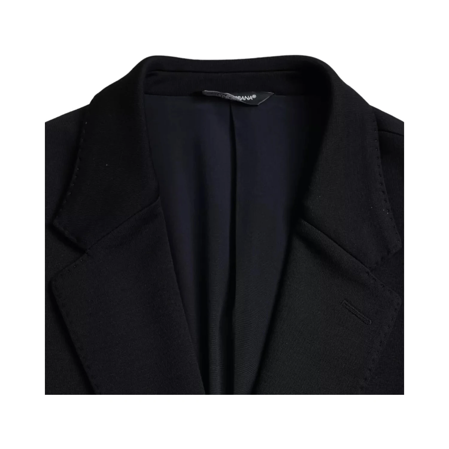 Blue Wool Notch Single Breasted Coat Blazer