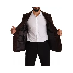 Brown Corduroy Slim Fit Coat DG Logo Blazer