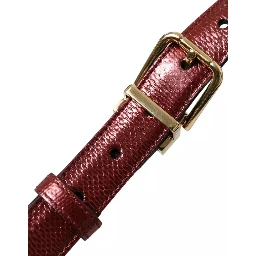 Maroon Leather Gold Metal Buckle Men Belt