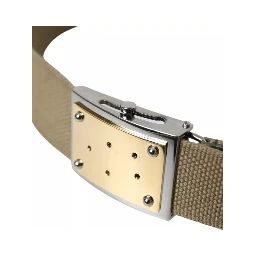 Brown Canvas Square Metal Buckle Men Belt