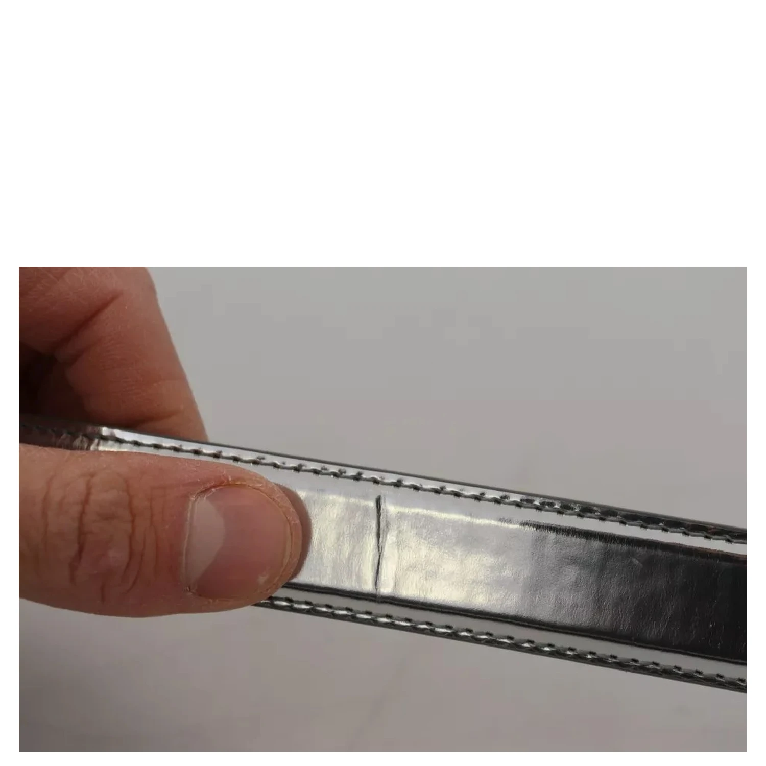 Silver Leather Metal Buckle Belt