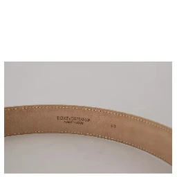 Beige Leather Crystal Buckle Women Belt