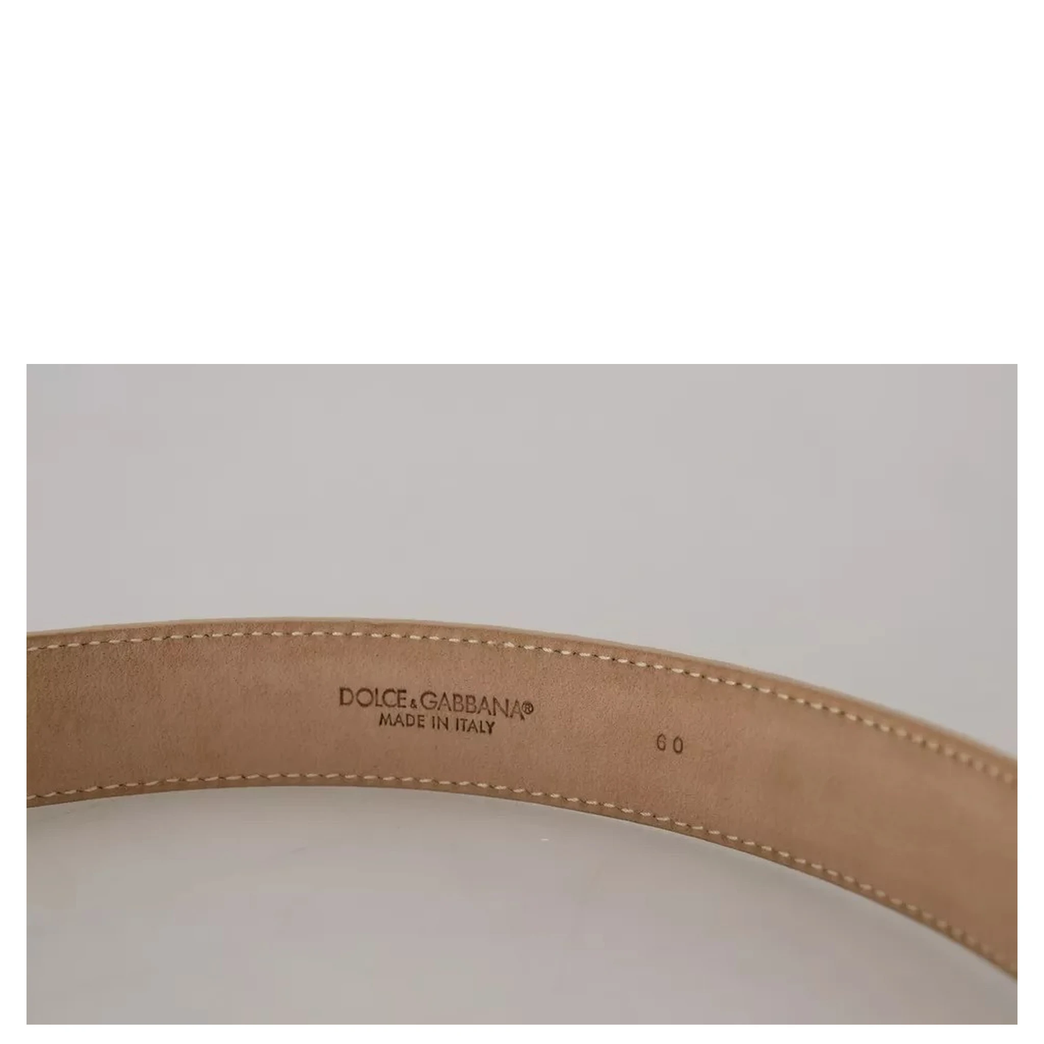 Beige Leather Crystal Buckle Women Belt