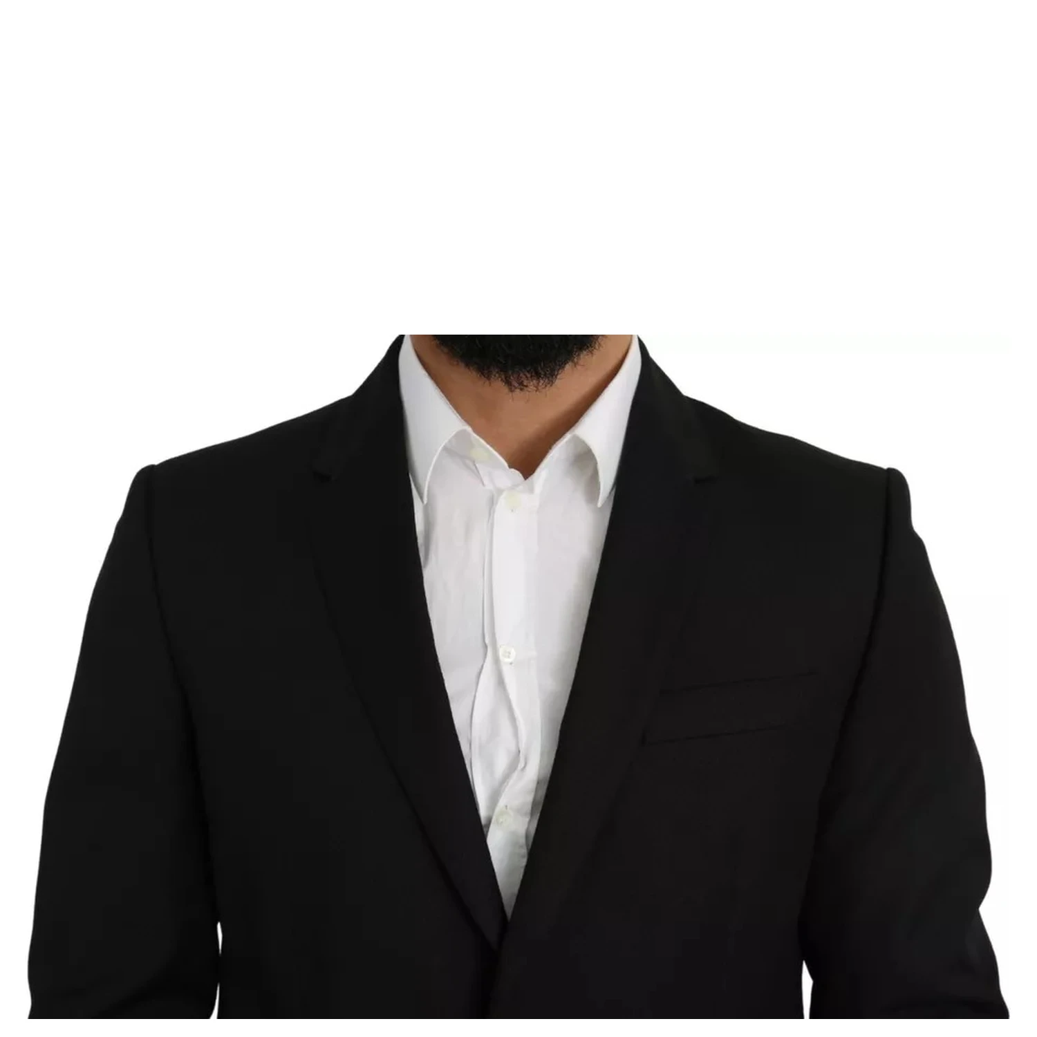 Black Wool Slim Fit Notch Jacket Blazer
