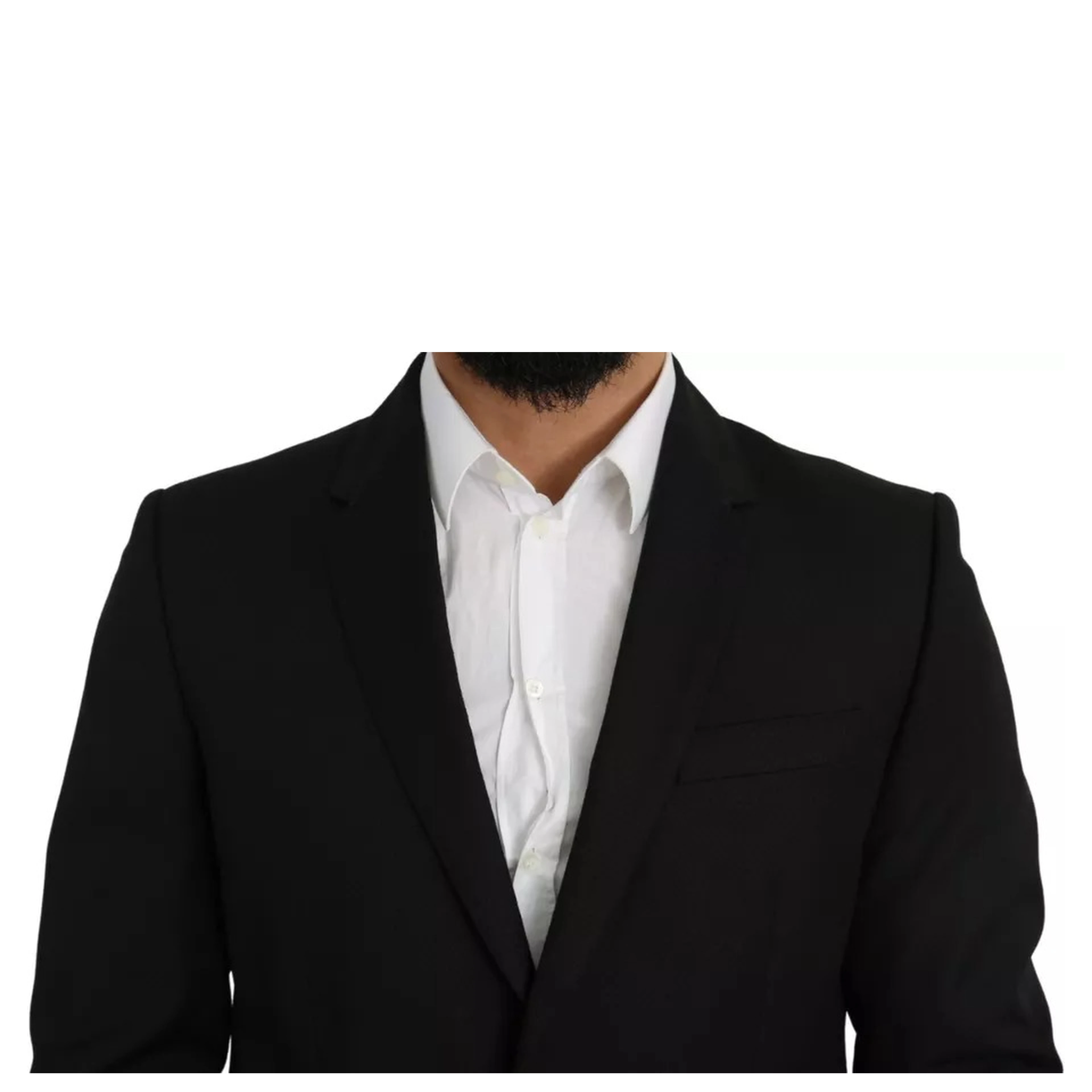 Black Wool Slim Fit Notch Jacket Blazer