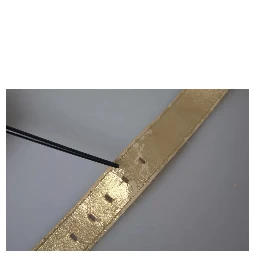 Gold Satin Leather Oval Metal Buckle Belt