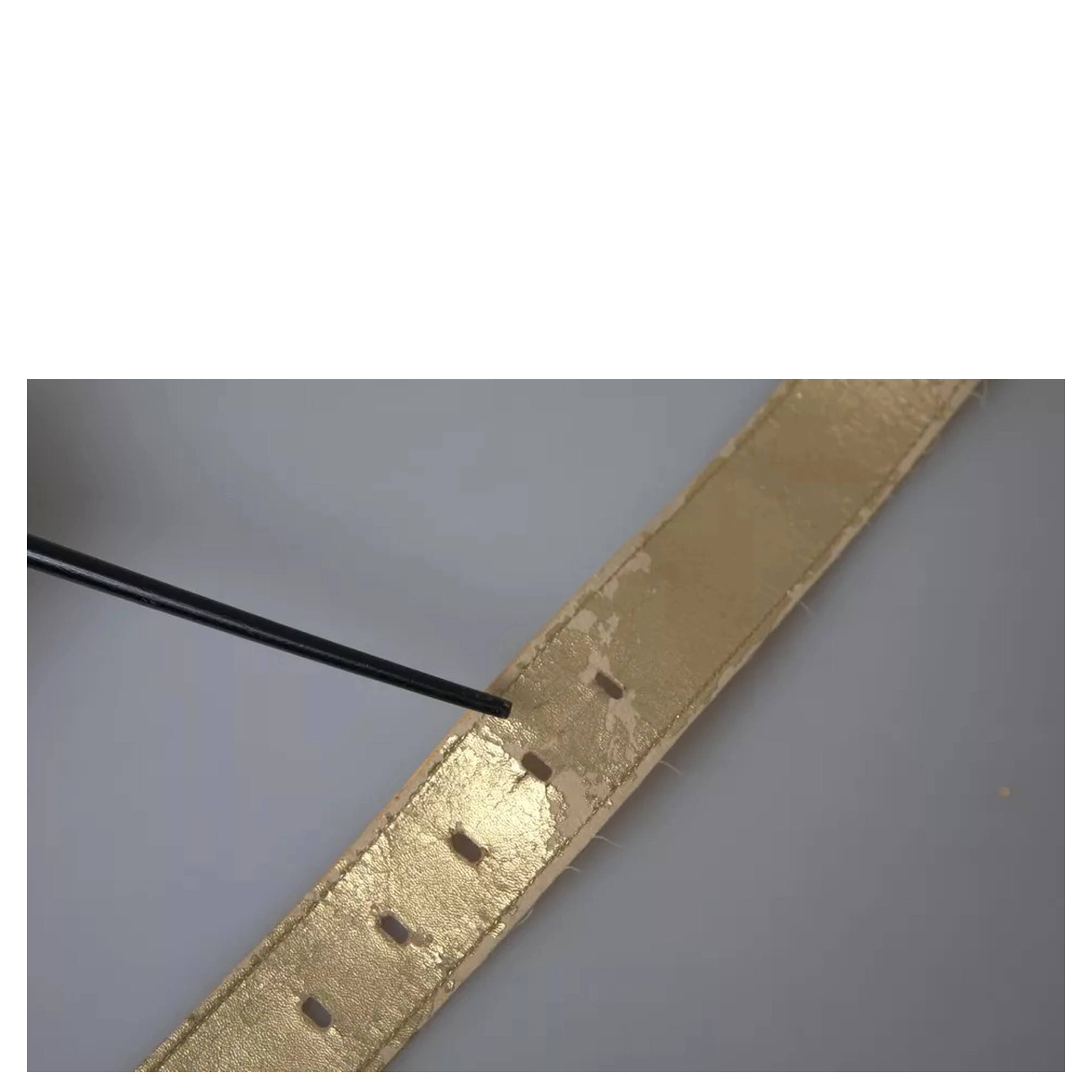 Gold Satin Leather Oval Metal Buckle Belt