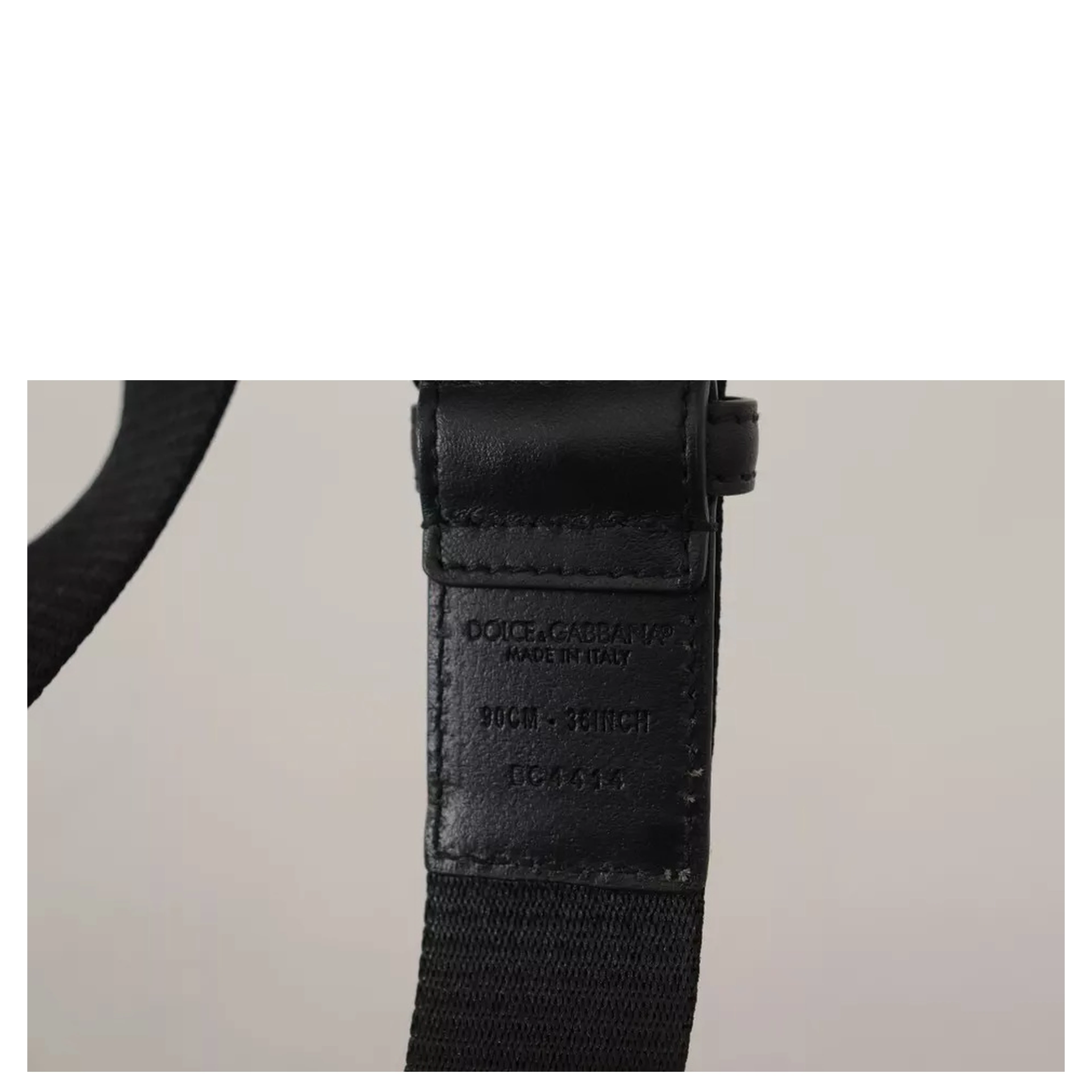 Blue Black Logo Print Silver Buckle Belt