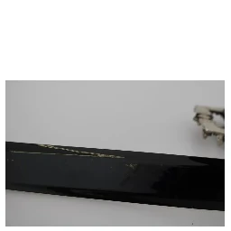 Black Shiny Leather Crystal Logo Buckle Belt