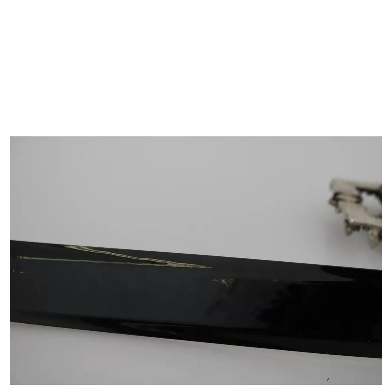 Black Shiny Leather Crystal Logo Buckle Belt