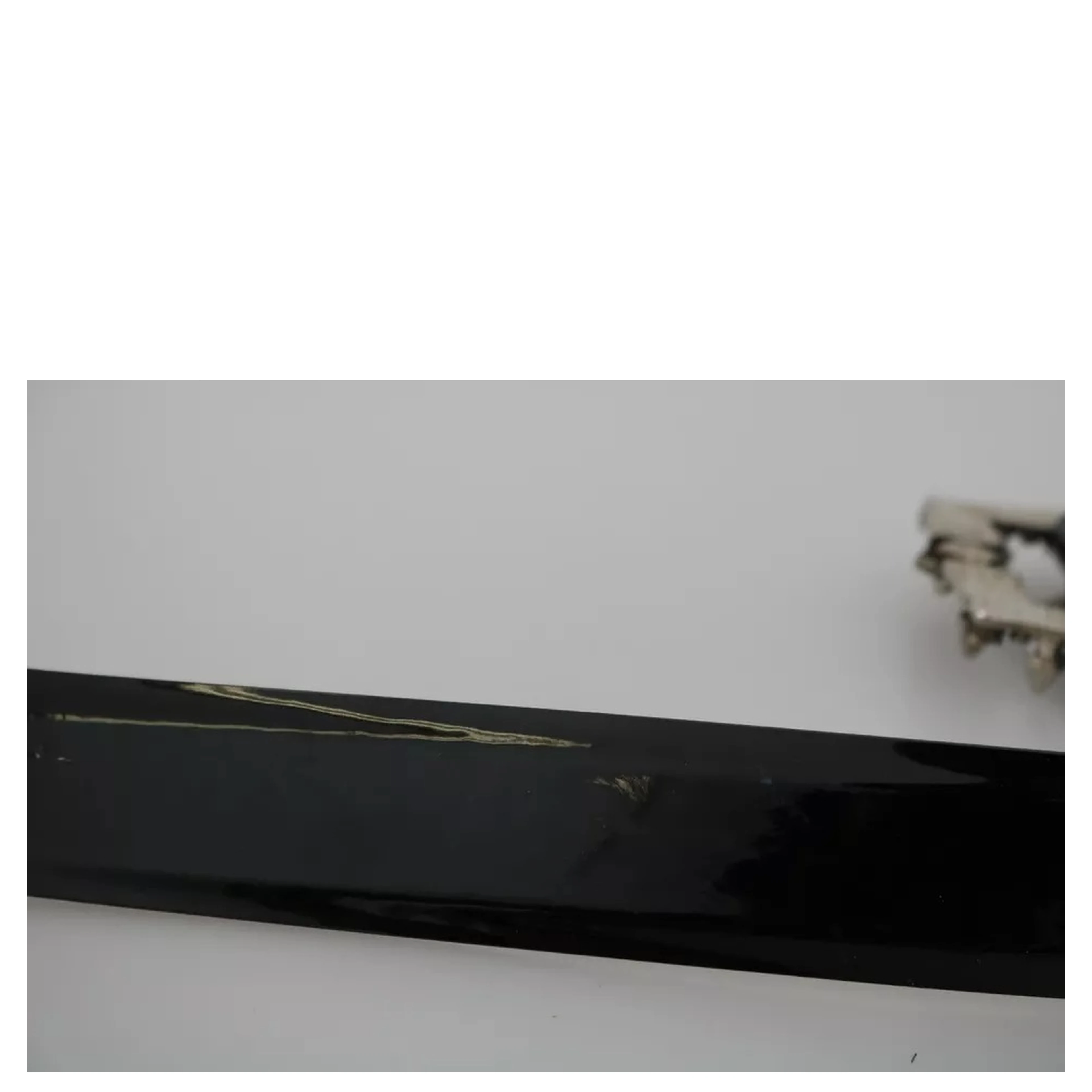 Black Shiny Leather Crystal Logo Buckle Belt