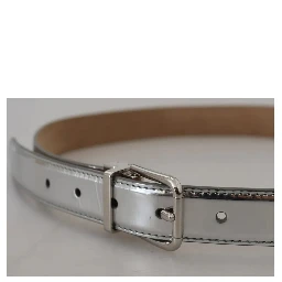 Silver Leather Metal Buckle Belt