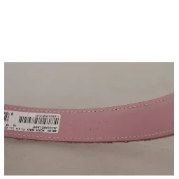 Pink Jaquard Embroidered Gold Tone Metal Buckle Belt