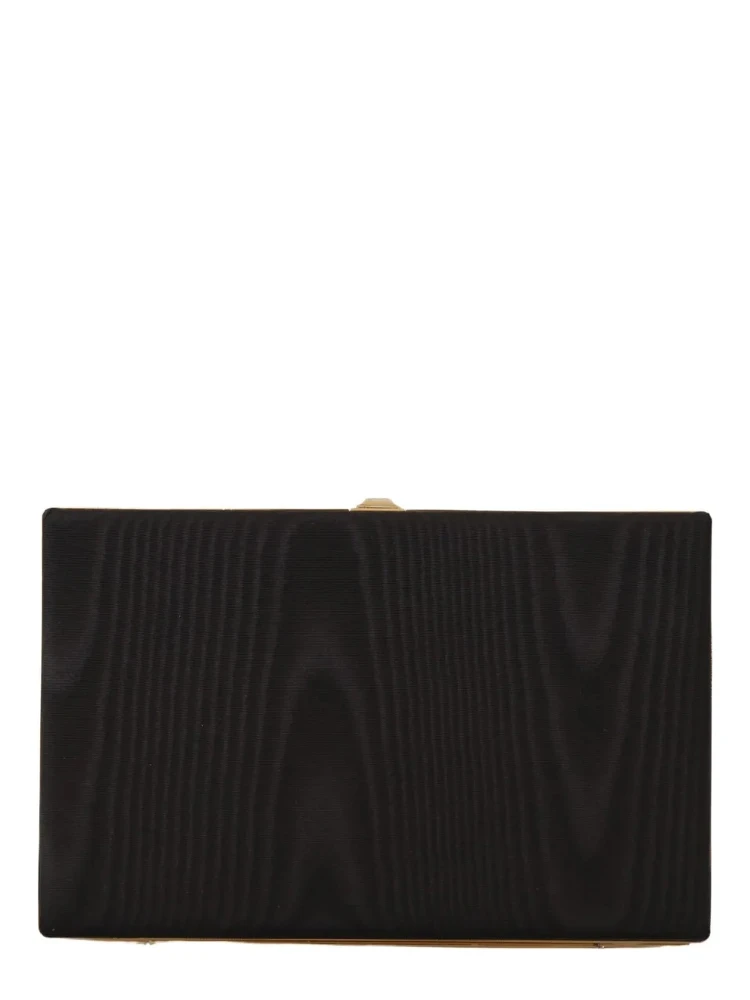 Black Silk Gold Frame Clutch Evening Party Purse Bag