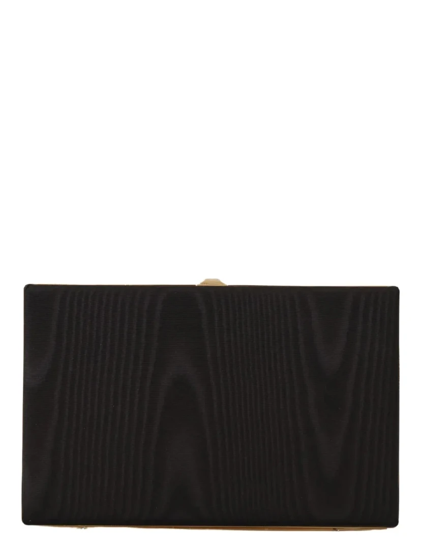 Black Silk Gold Frame Clutch Evening Party Purse Bag