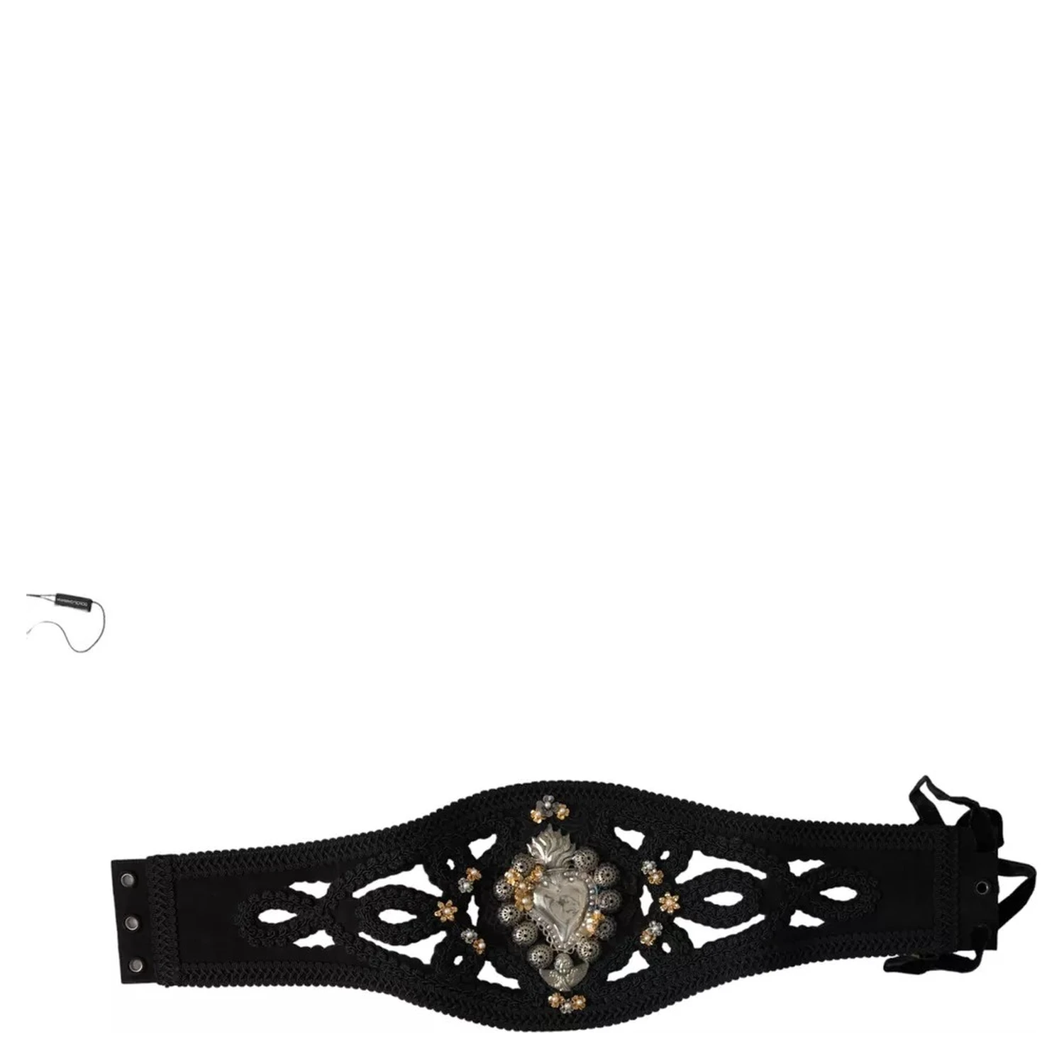 Black Canvas Embellished Waist Women Belt