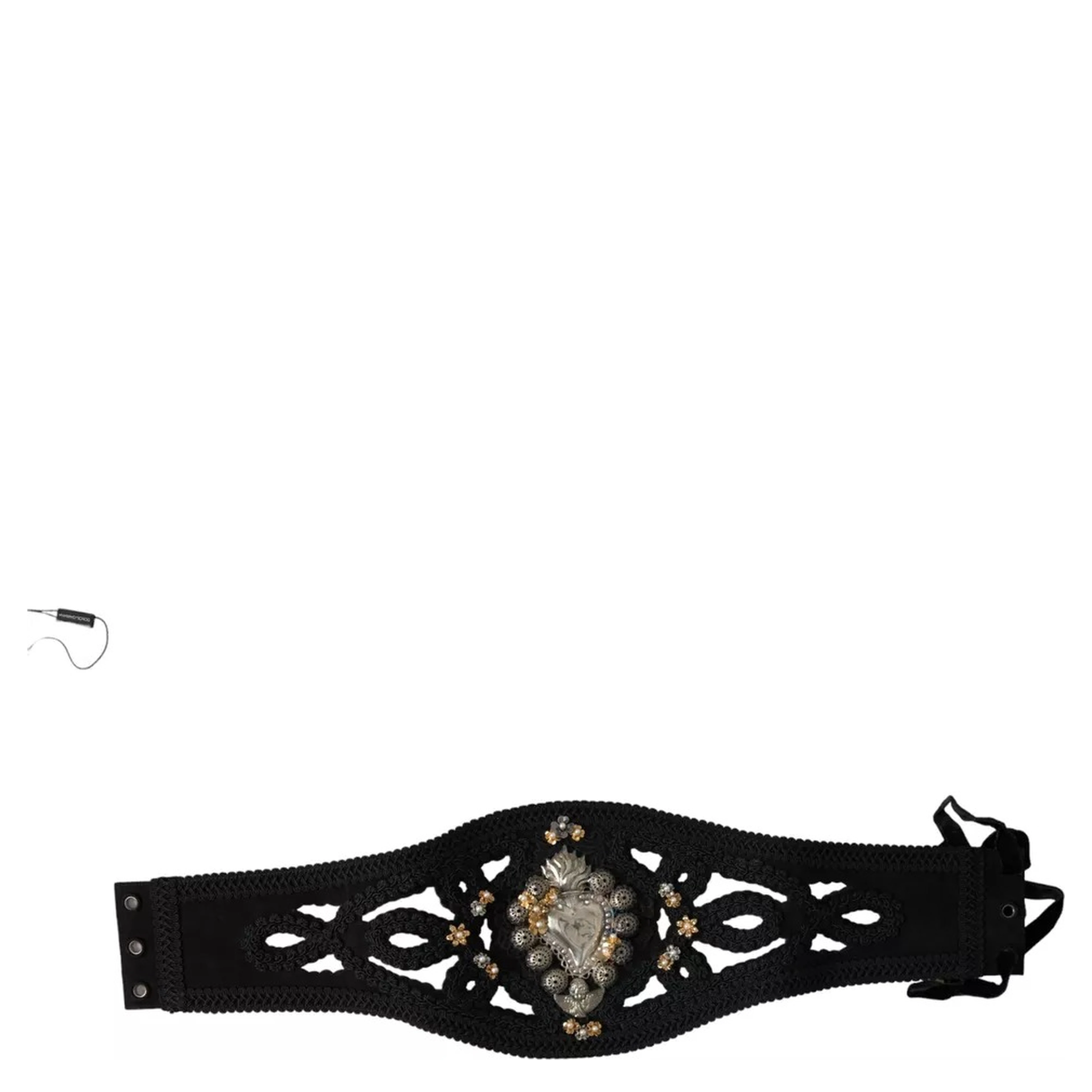 Black Canvas Embellished Waist Women Belt
