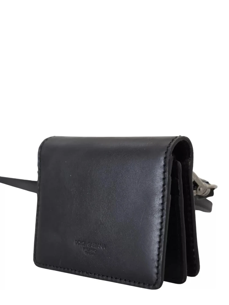 Black Leather Bifold Shoulder Sling Women Wallet