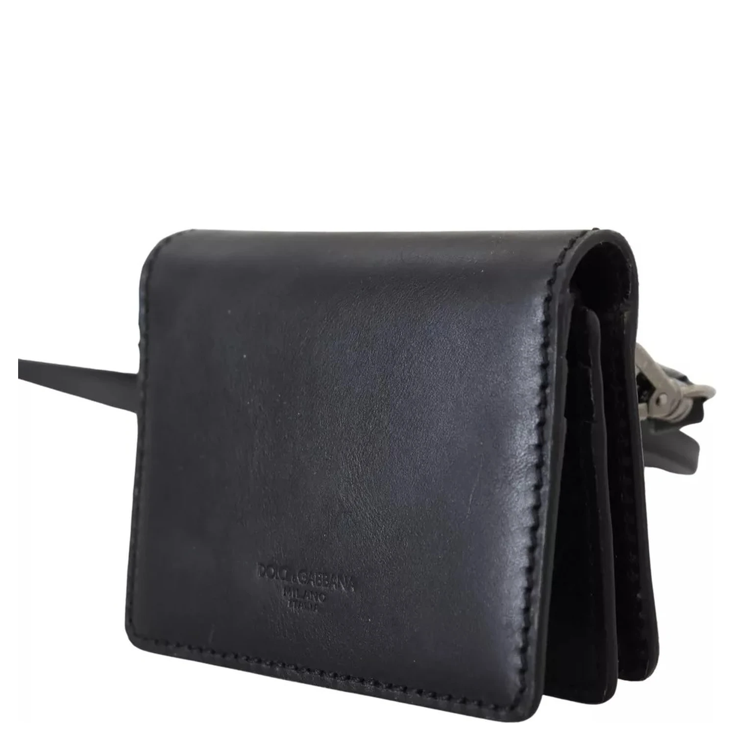 Black Leather Bifold Shoulder Sling Women Wallet