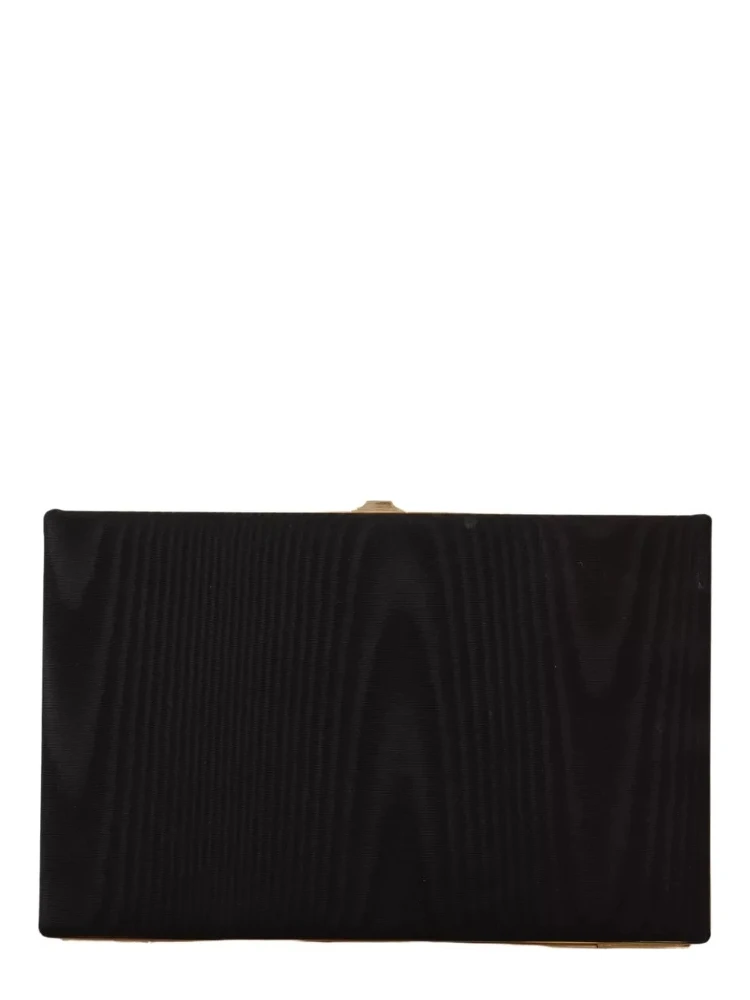 Black Silk Gold Frame Clutch Evening Party Purse Bag