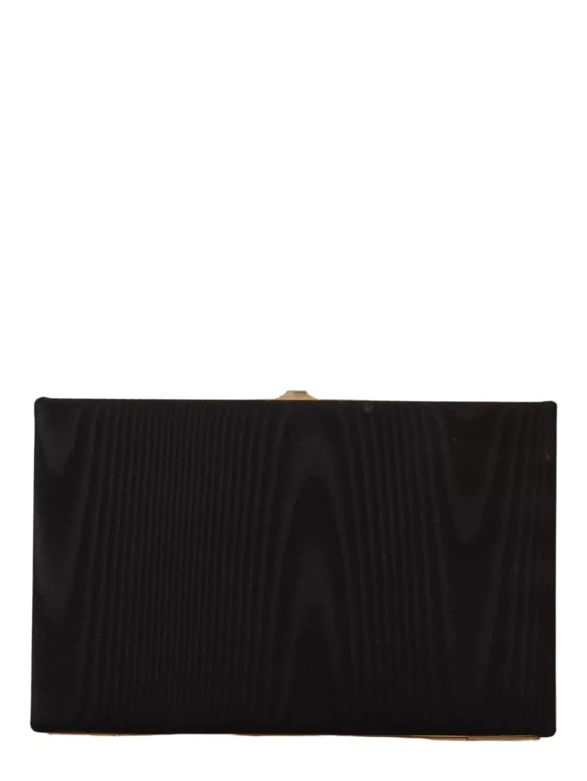 Black Silk Gold Frame Clutch Evening Party Purse Bag