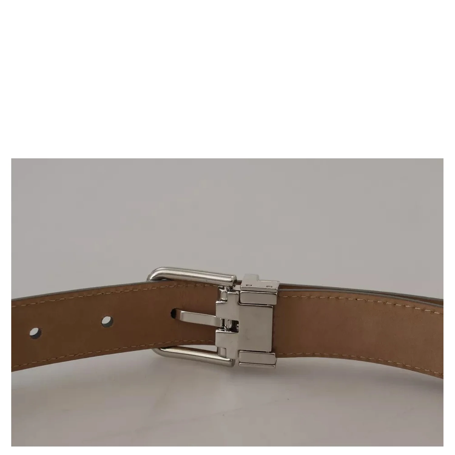 Silver Leather Metal Buckle Belt