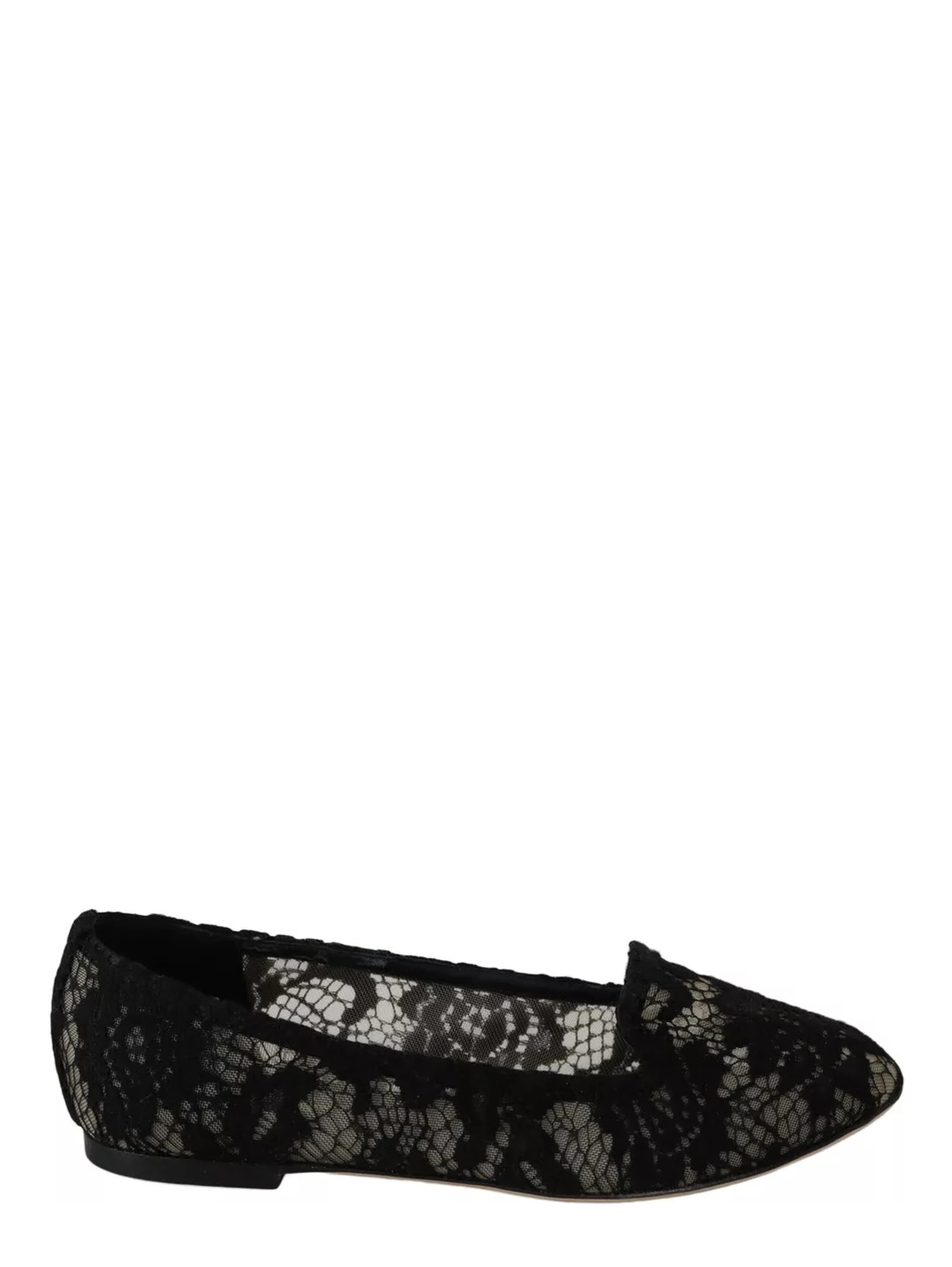 Black Floral Lace Loafers Flats Shoes