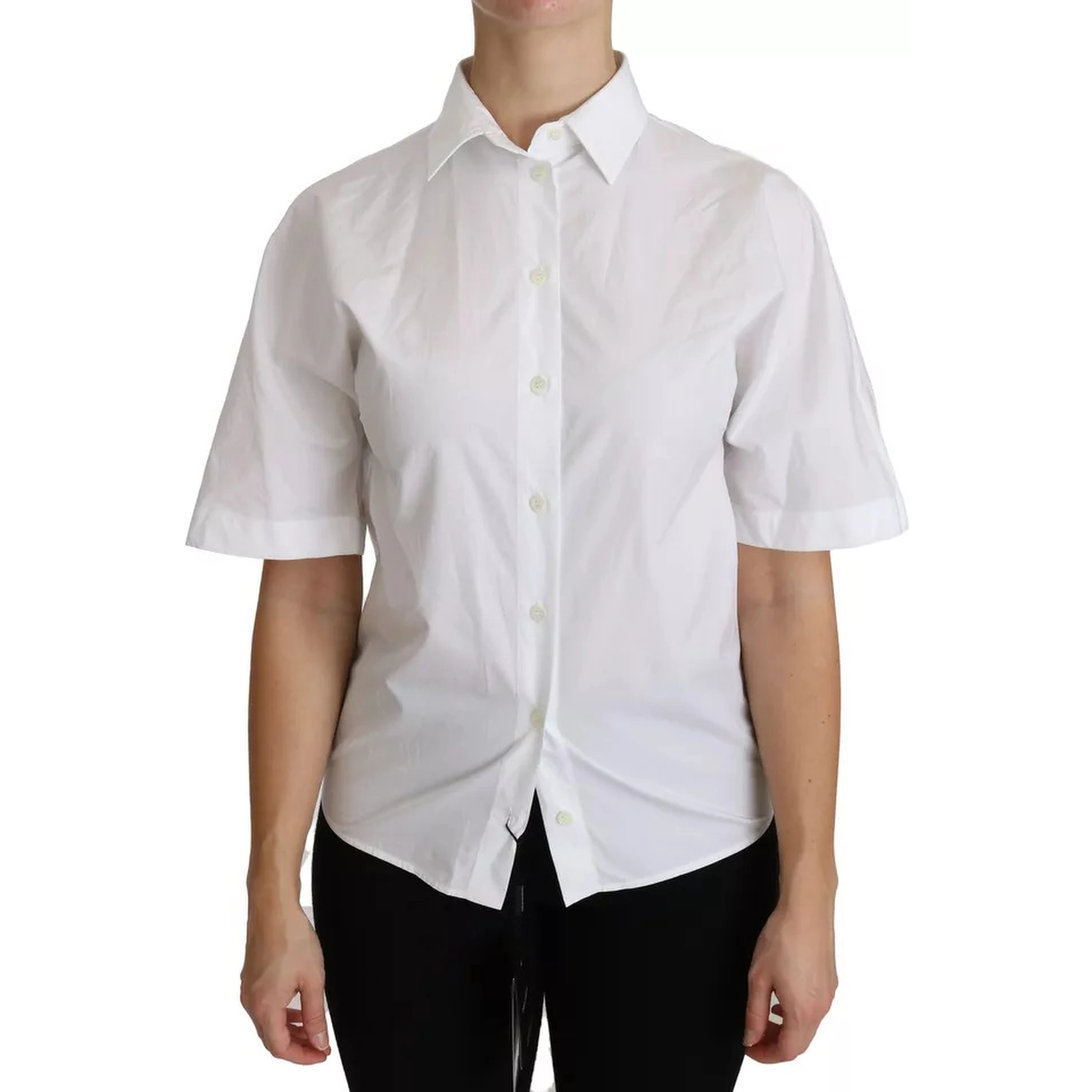White Collared Short Sleeve Polo Shirt Top