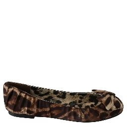 Brown Leopard Silk Ballerina Flats Shoes