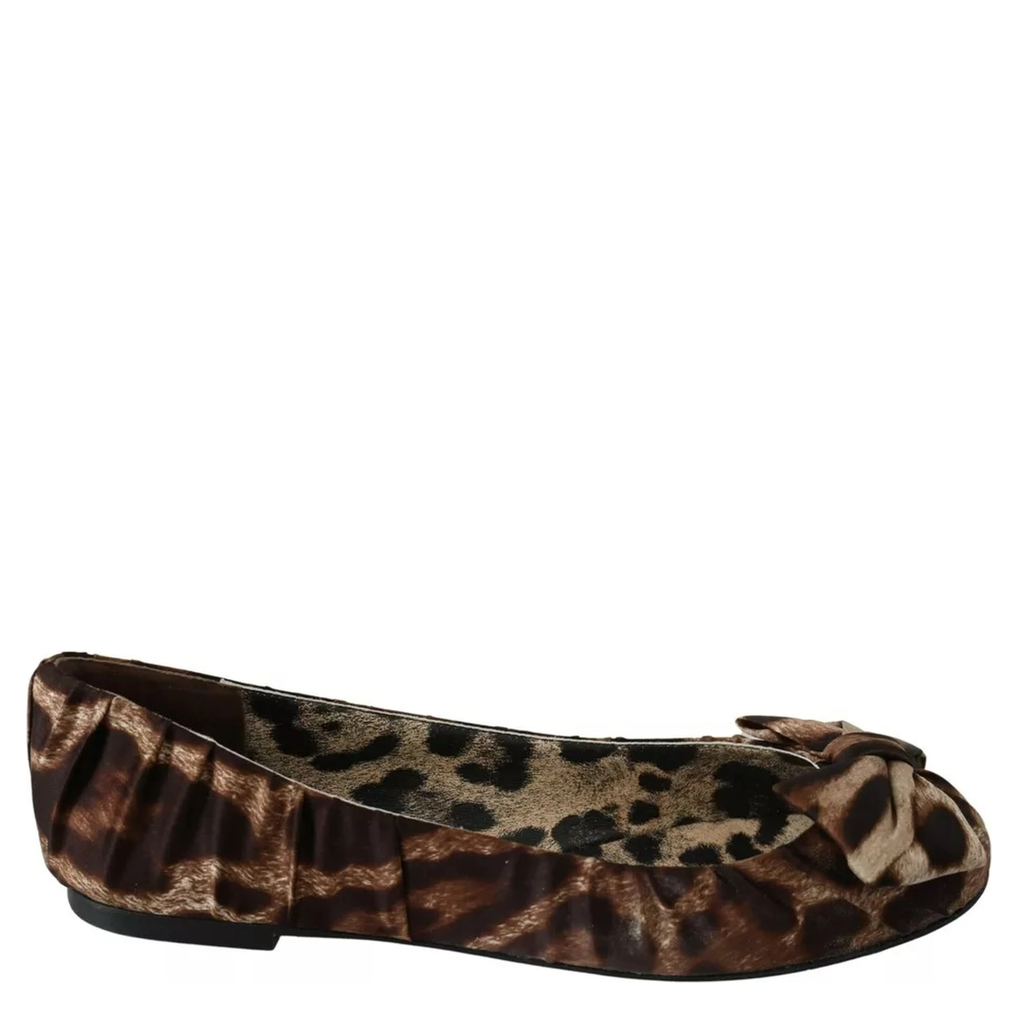 Brown Leopard Silk Ballerina Flats Shoes
