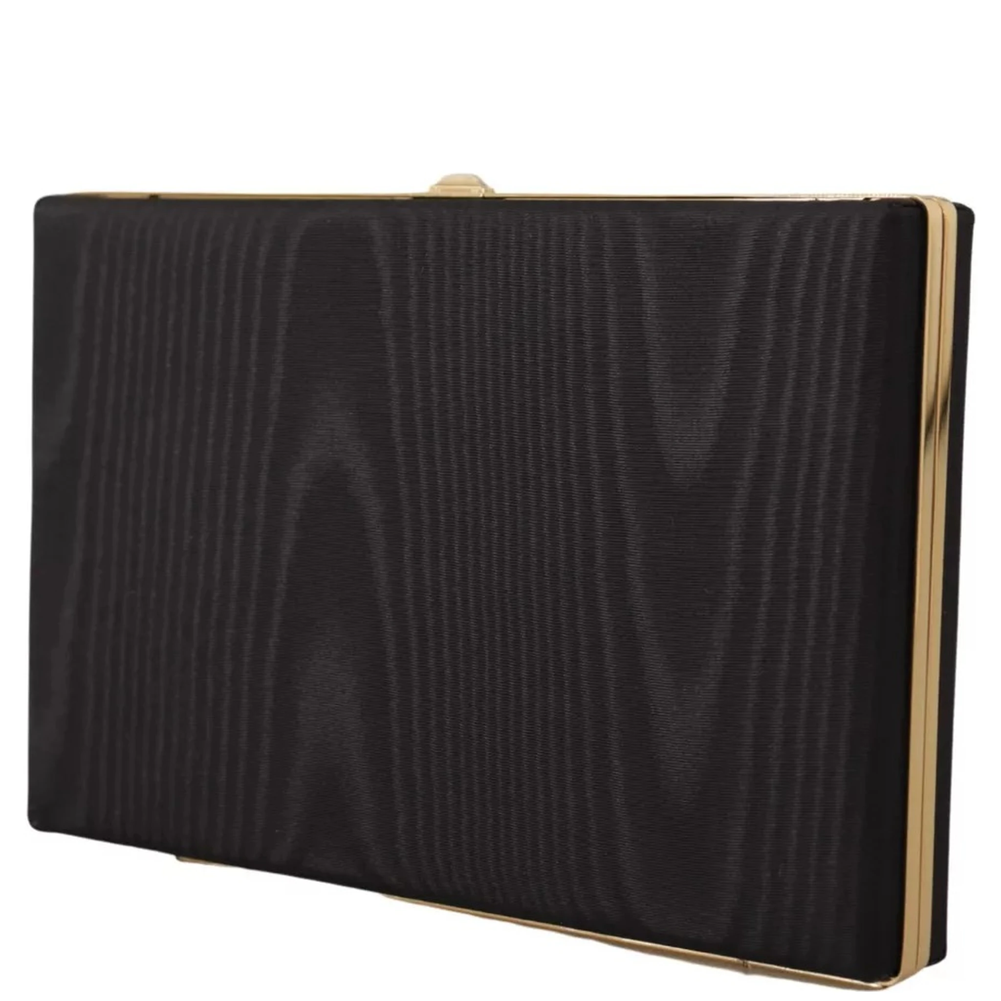Black Silk Gold Frame Clutch Evening Party Purse Bag