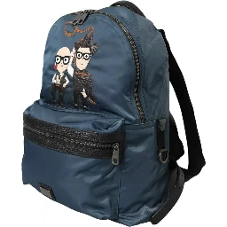 Blue Nylon #DGFamily Patch Men Backpack Bag