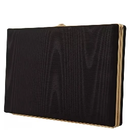 Black Silk Gold Frame Clutch Evening Party Purse Bag