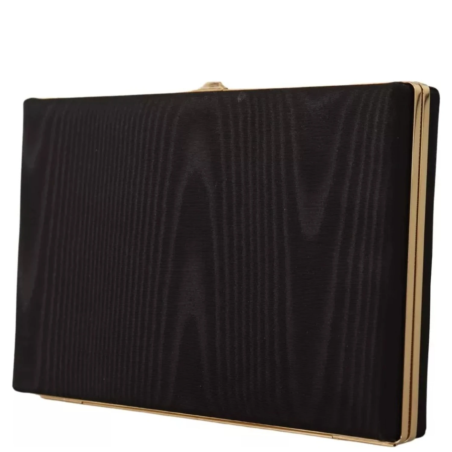 Black Silk Gold Frame Clutch Evening Party Purse Bag