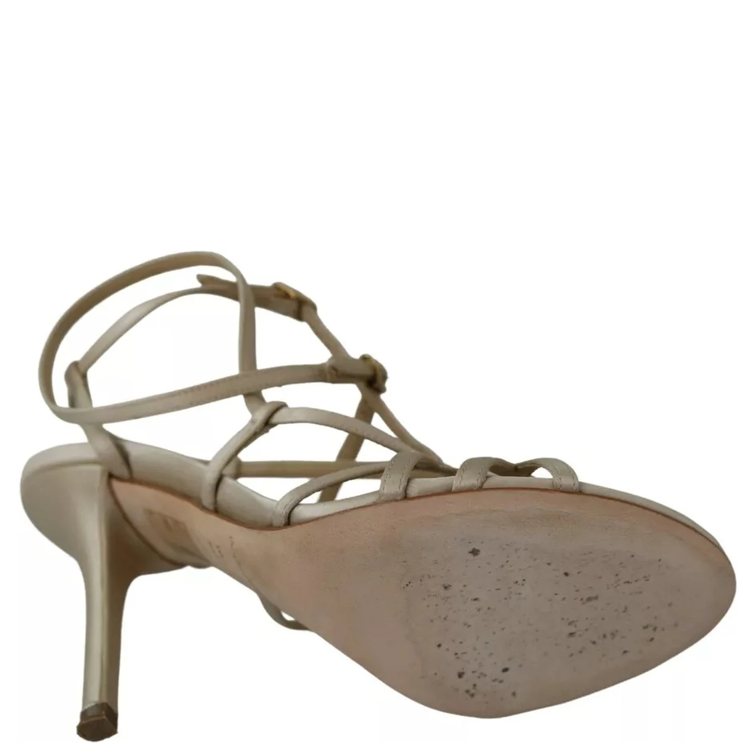 Gold Silk Ankle Strap Heels Sandals Shoes