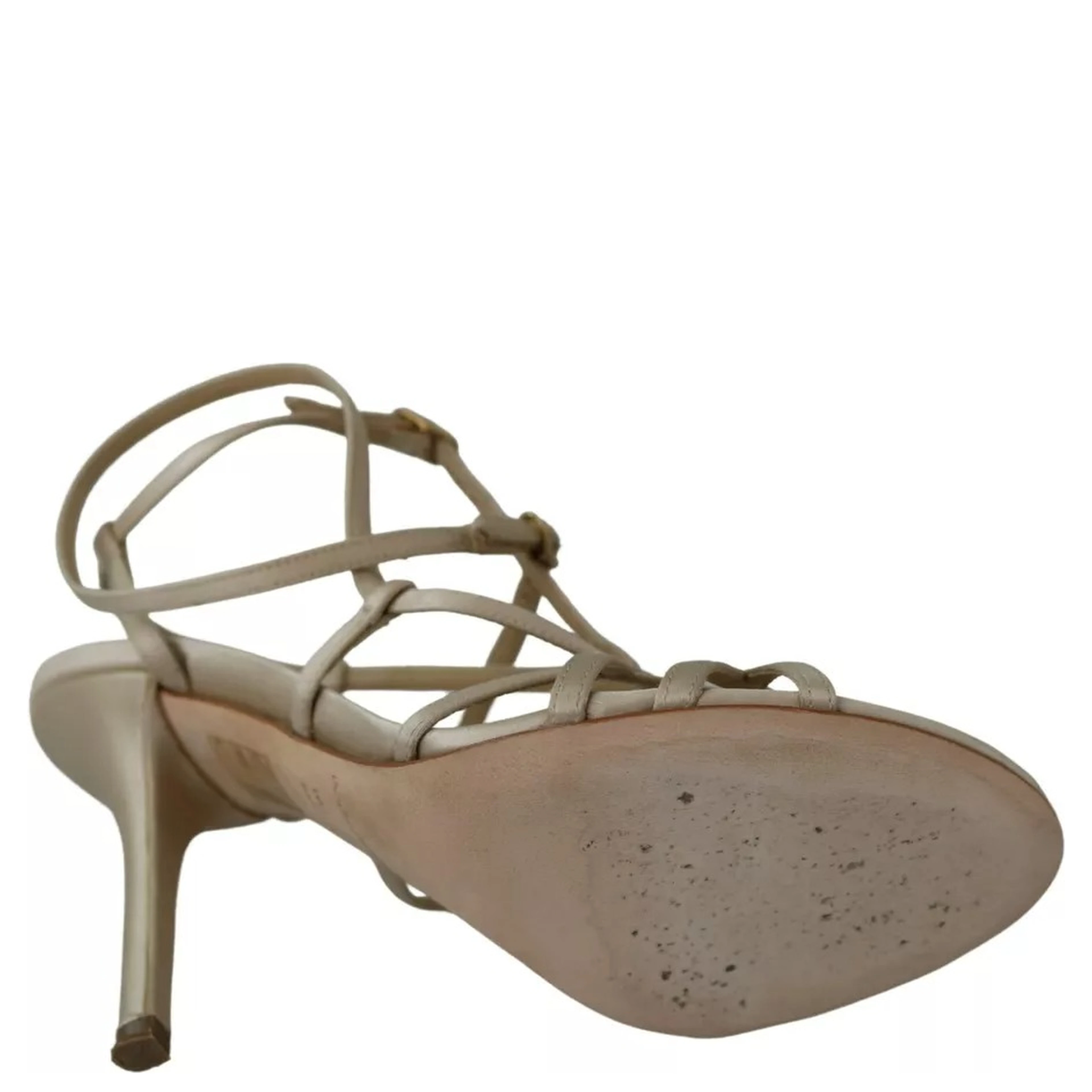 Gold Silk Ankle Strap Heels Sandals Shoes
